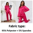 thumbnail image 3 of Womens Silk Pajama Sets Long Sleeve Satin Pajamas Set for Women Classic Button Down Silk Pajamas Women Satin Sleepwear Set Womens Soft Loungewear Set with Long Pants, S-XL (Rose Red), 3 of 12