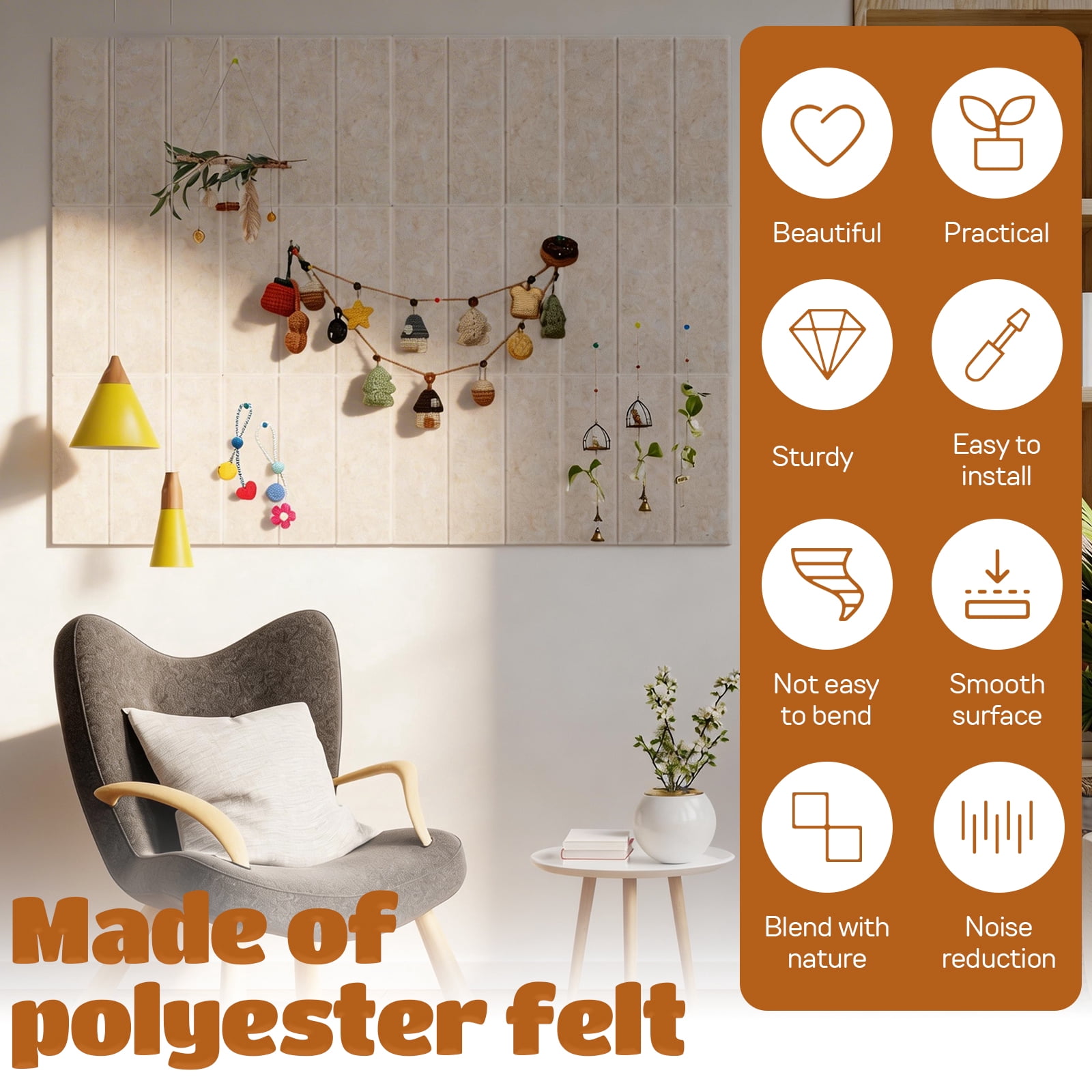12PCS Felt Bulletin Board Tiles with Adhesive Tabs and Pushpins Felt Wall Tiles Push Pin Board Wall Organizer for Office Home Decoration