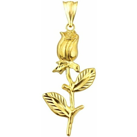 - US GOLD 10kt Gold Rose Flower Charm Pendant