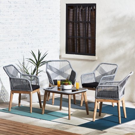 Mayview Knowlton Outdoor Woven Rope 5-Piece Conversation Set