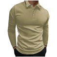 thumbnail image 2 of Xunlbb Men Bodybuilding Solid Sport Button Casual Stand Collar Vertical Bar Long Sleeves Golf Shirt,Size S-2XL, 2 of 6