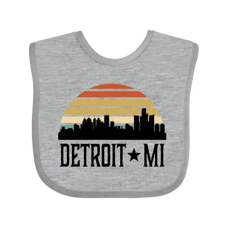 

Inktastic Detroit Michigan Skyline Retro Gift Baby Boy or Baby Girl Bib