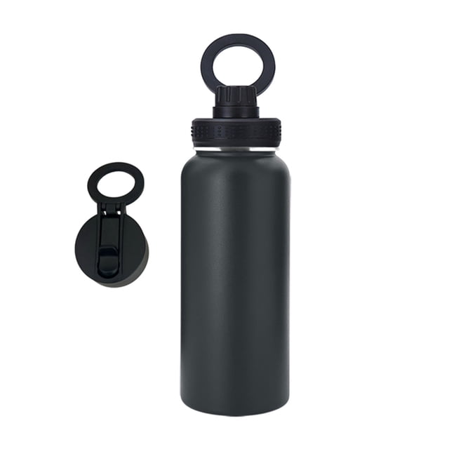 Inteprter Peso ligero portátil elegante del tamaño de la tecnología aislada de la taza del agua del frasco de vacío Teteras negro Tipo de paja