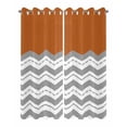 thumbnail image 2 of nqOlkjepod Outdoor Curtains for Patio Waterproof, Grey Chevron Outdoor Privacy Panels Grommet, Geometric Orange Print Wavy Striped White Blackout Outside Curtains for Porch/Cabana 54"x95", 2 Panels, 2 of 8