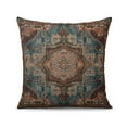 thumbnail image 3 of Bohemian Carpet Vintage Blue Red Tan Floral Throw Pillow Covers 18 X 18 Inch, Set Of 4, Linen Study Sofa Cushion Cover Indoor Living Room Home Decor, 3 of 7