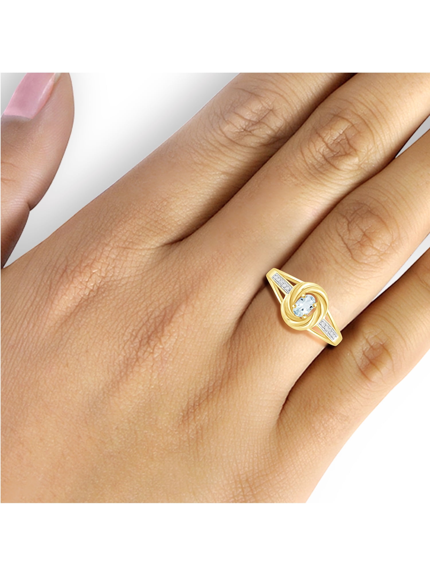JewelersClub Aquamarine Ring Birthstone Jewelry – 0.25 Carat Aquamarine 14K Gold Plated Silver Ring Jewelry with White Diamond Accent – Gemstone Rings with Hypoallergenic 14K Gold Plated Silver Band