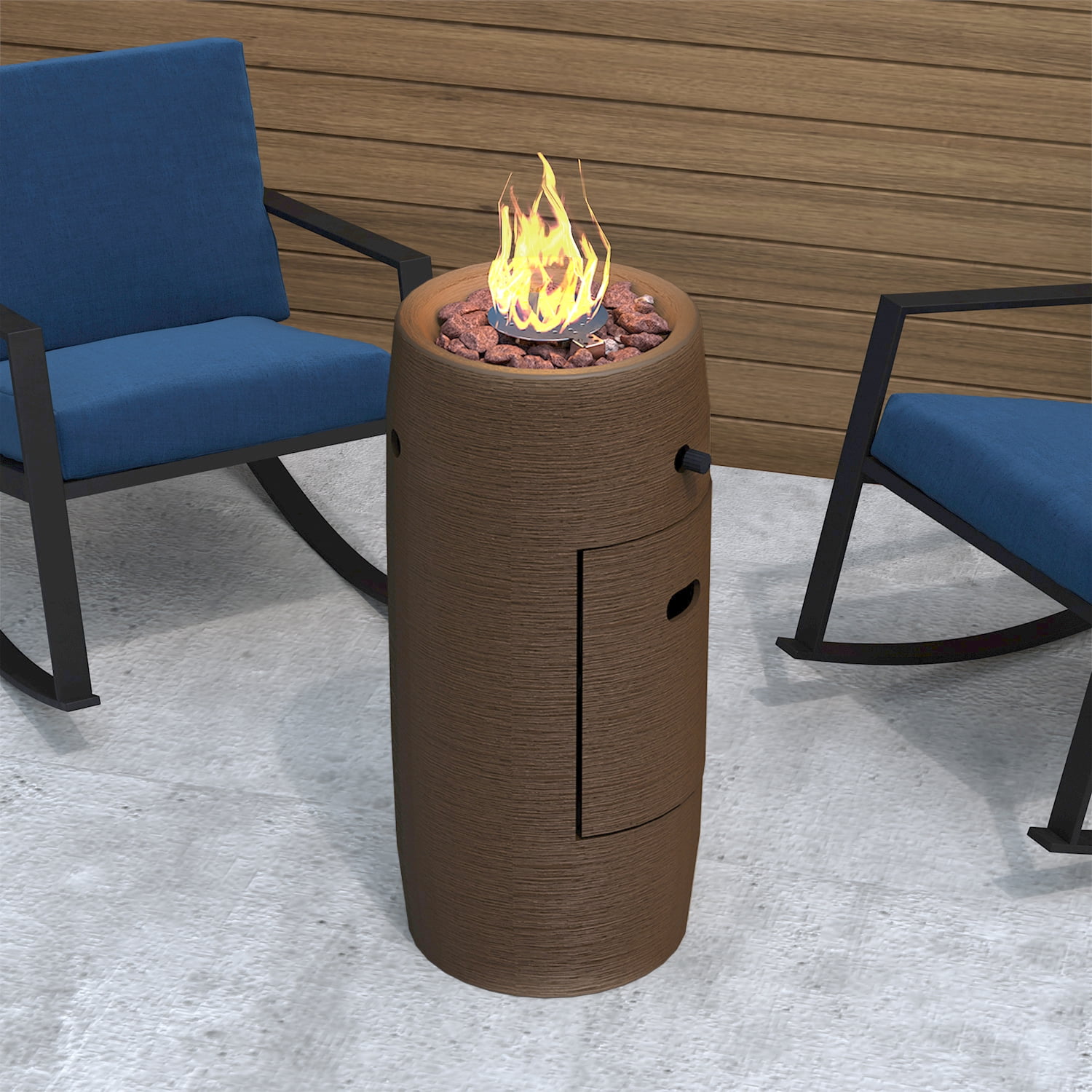 MOALCOFER 15,000 BTU Propane Fire Pit Table,11'' Round Graphite Base, Includes Lava Rocks, Waterproof Cover