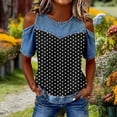 thumbnail image 4 of QUNYINEY Summer Womens T Shirts Cold Shoulder Short Sleeve Polka Dot Graphic Tees Pullover Casual Cute Crew Neck Relaxed Fit Tops, 4 of 6