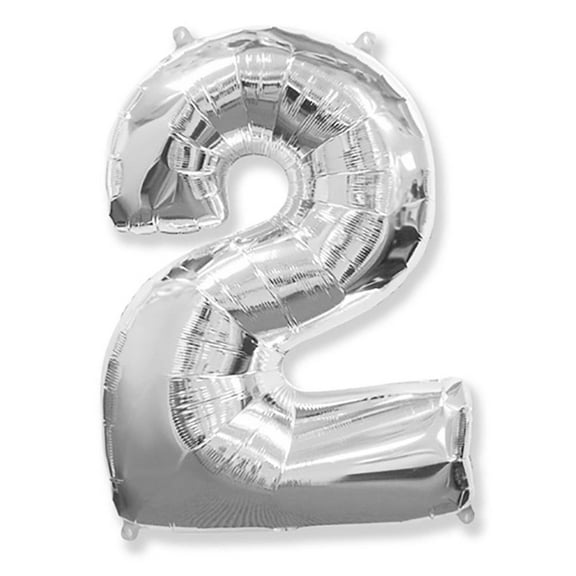 42 inch Number 2 - Silver Foil Mylar Balloon - Party Supplies Decorations