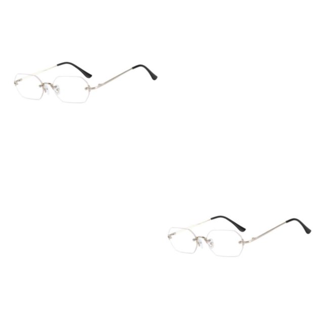Guardurnaity Gafas de sol sin marco resistentes y duraderas de metal - Materiales Estilo punk Rectángulo Gafas de sol Simple Plata blanco Blanco plateado 2Conjunto