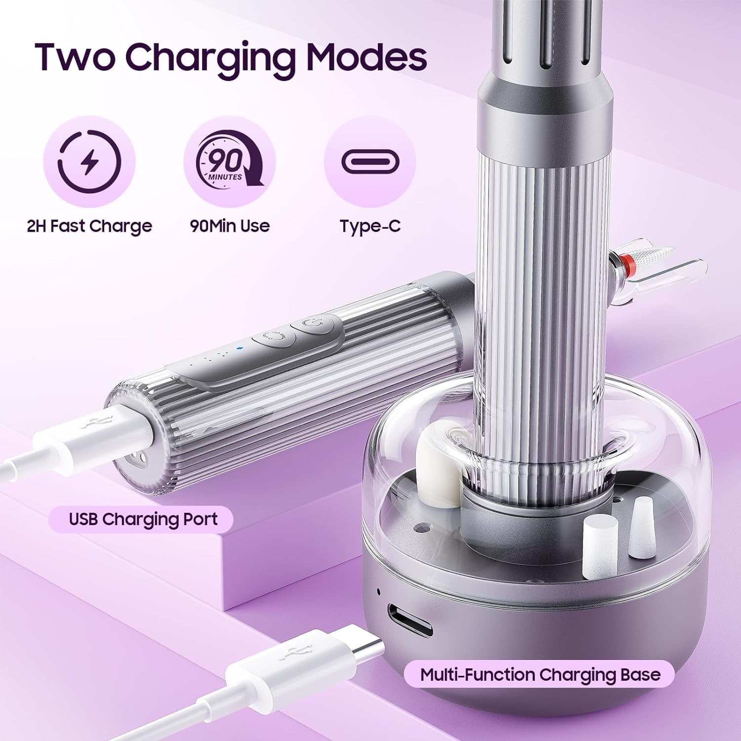 Electric Nail Drill Machine Professional, Nail File for Acrylic Gel Nails, Manicure & Pedicure Kit for Grinding Polishing Trimming