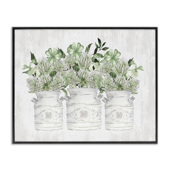 Stupell Industries Farmhouse Rustic Shamrock Bouquets Black Framed Giclee Art, 20 x 16, by Lettered and Lined