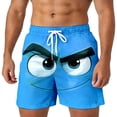 thumbnail image 3 of ibiyuan Funny Cartoon Face Print Mens Swim Trunks Drawstring Waist Mens Bathing Suits Funny Elastic Waist Built-In Swim Underwear Running Board Shorts, 3 of 5
