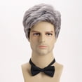 thumbnail image 6 of Fashionable Men's Silver Gray Short Hair Wig | Synthetic High Temperature Fiber Head Cover, 6 of 6