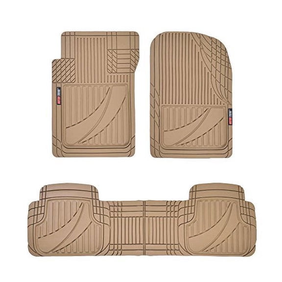 FlexTough Advanced Performance Rubber Floor Mats for Car SUV Auto Truck, 3pc Front & Rear Liner Set, All Weather Plus Protection