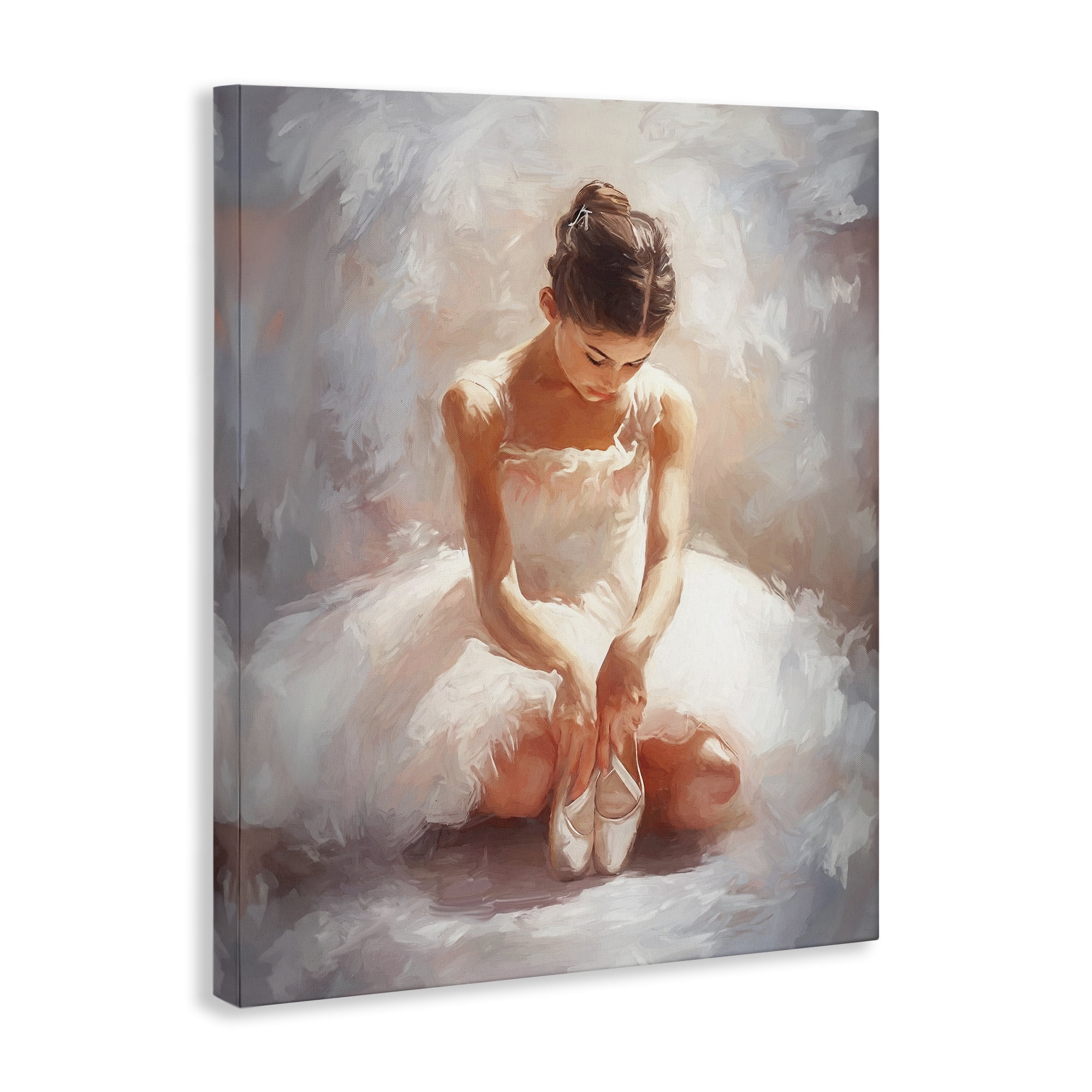 Stupell Industries Serene Ballerina Portrait Novelty Painting Gallery Wrapped Canvas Art Print Wall Art, 24 x 30
