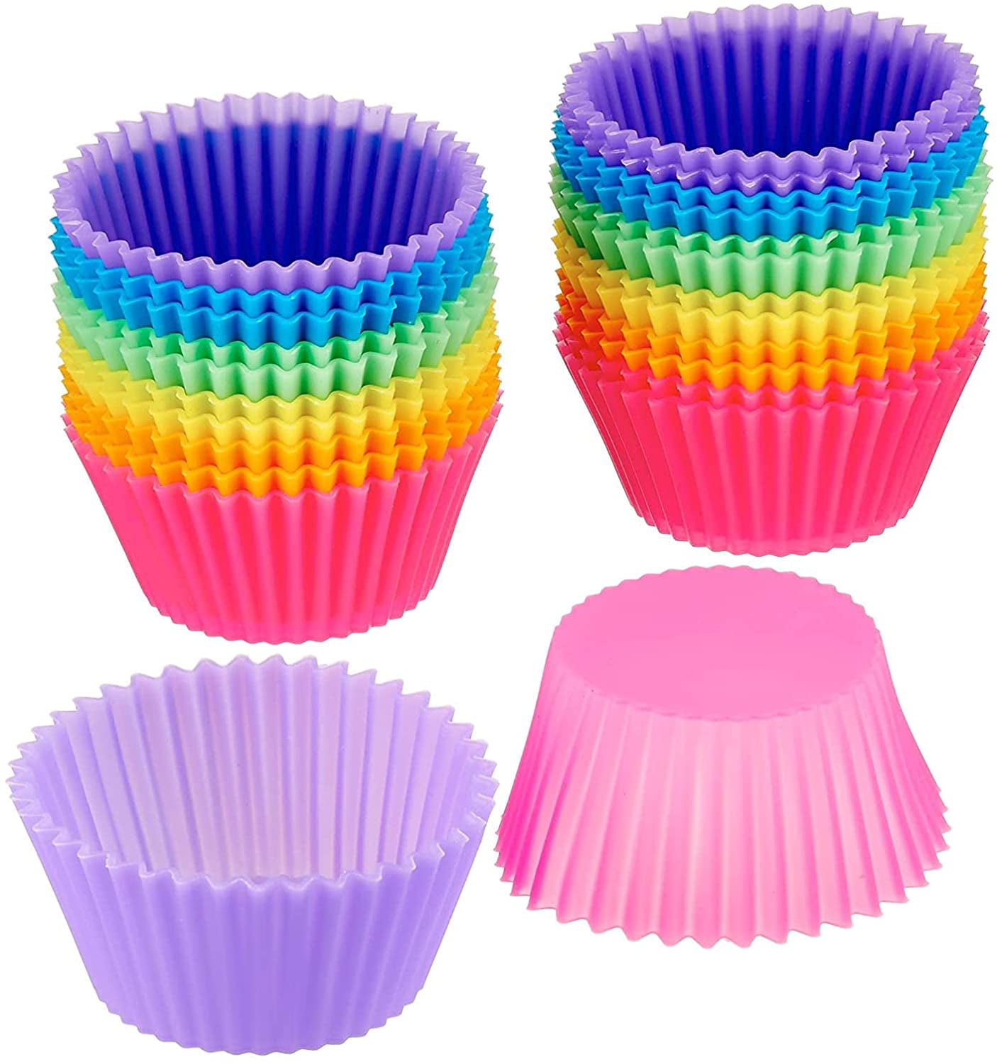 24Pack Silicone Mini Reusable Muffin Baking Cup Small Cupcake Holders