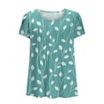 thumbnail image 6 of Oalirro Floral Summer Dressy Pleated Blouse for Women Casual Short Sleeve Tops Loose T Shirts Trendy Tunics, 6 of 7
