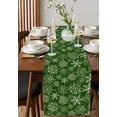 thumbnail image 4 of Green Snowflake Christmas Burlap-Cotton Table Runner 70 Inches Long,Xmas Snowflake Vintage Farmhouse Table Runners,Outdoor Dining Tablecloths Decor for Baby Shower Party Wedding 13x70, 4 of 9