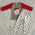 thumbnail image 4 of Ropa de Boutique para niños, pijamas con bordado navideño de Papá Noel, mangas Rojas, grises, traje de niña, pantalones de lunares, conjunto para niños, 4 of 4