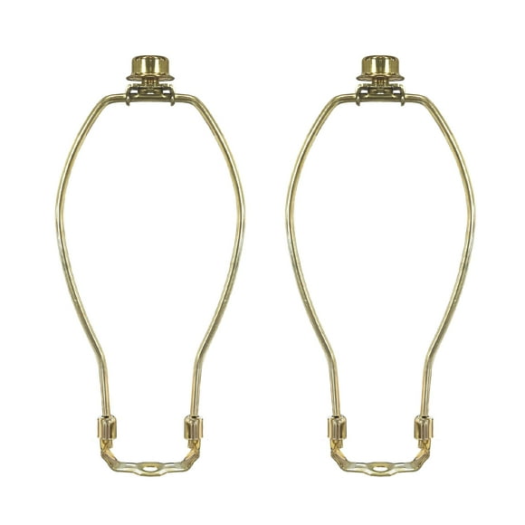 Royal Designs, Inc. Set of 2, 9 inch Polished Brass Lamp Shade Harp Holder with Lamp Finial, DIY Repair/Replacement, Heavy Duty, For Table/Floor Lamps