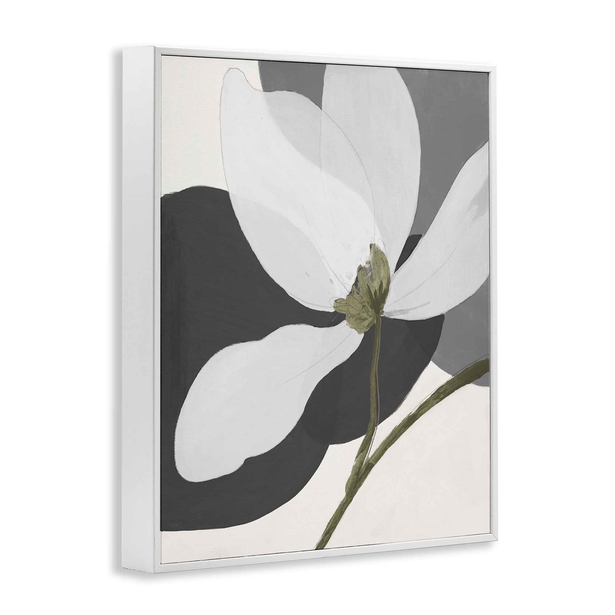 Stupell Industries Abstract Floral Shape Botanical & Floral Painting White Framed Art Print Wall Art, 16 x 20
