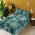 thumbnail image 2 of Ambesonne Retro Fitted & Flat Sheet with Sham 3 Pcs Set, Vintage Abstract Pattern Plot, Twin, Dark Teal and Cadet Blue, 2 of 5