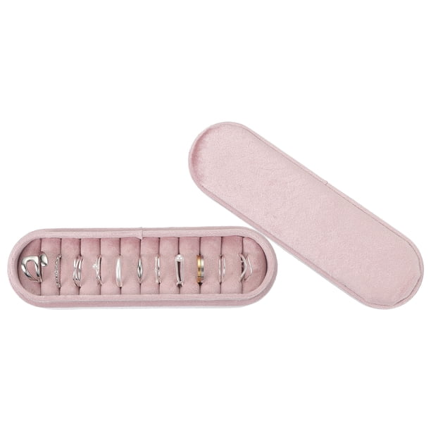 Caja de anillos de terciopelo Uxcell, estuche de joyería de viaje organizador de anillos con 11 ranuras para propuesta de regalo de Navidad para mujeres, Rosa