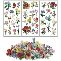 3pcs/Set Flower Rub on Transfers for Furniture and Crafts 6x12 inch Hydrangea Roses Furniture Decals Daisy Lily Transfer Stickers Floral Rub on Decals for Wood Furniture Home Decor DIY