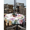 thumbnail image 2 of Outdoor Tablecloth with Umbrella Hole for Patio/Picnic/Party/Camping, Pink Flowers Waterproof Table Cloth Round Cover Washable, Spring Floral Butterfly Leaves Plants Pastoral (Dia 54"), 2 of 8