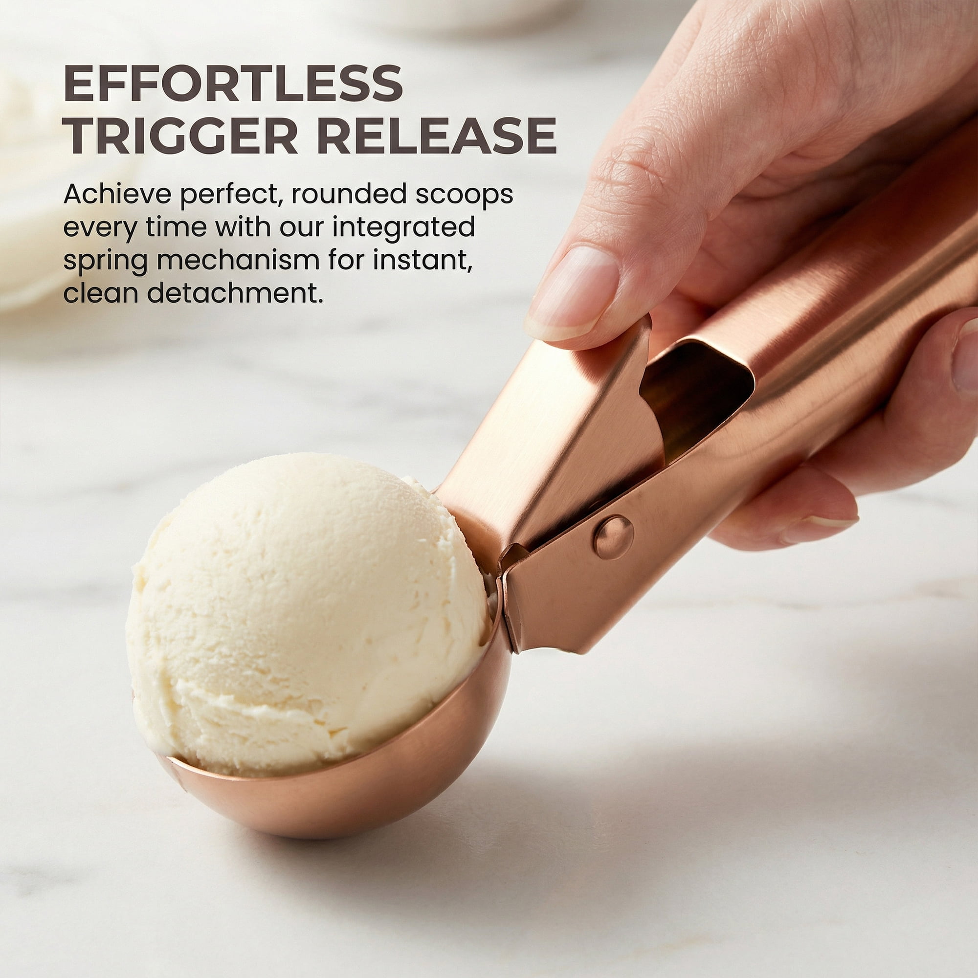 Unique Bargains Stainless Steel Pop-out Scooper with Handle Rose Gold