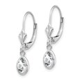 thumbnail image 2 of Auriga Fine Jewelry 14K White Gold 6x4 Oval Bezel April/White Topaz Dangle Earrings for Women (L- 0.91 inch, W- 0.16 inch), 2 of 6