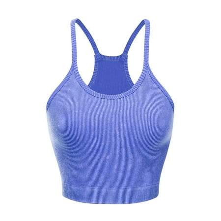 ATOYSOY Women s Ribbed Tank Tops Sports Bra Everyday Bra Camisoles Clearance Underwear Workout Push Up Comfort Bra Breathable Yoga Running Activewear Racerback Wireless Navy S