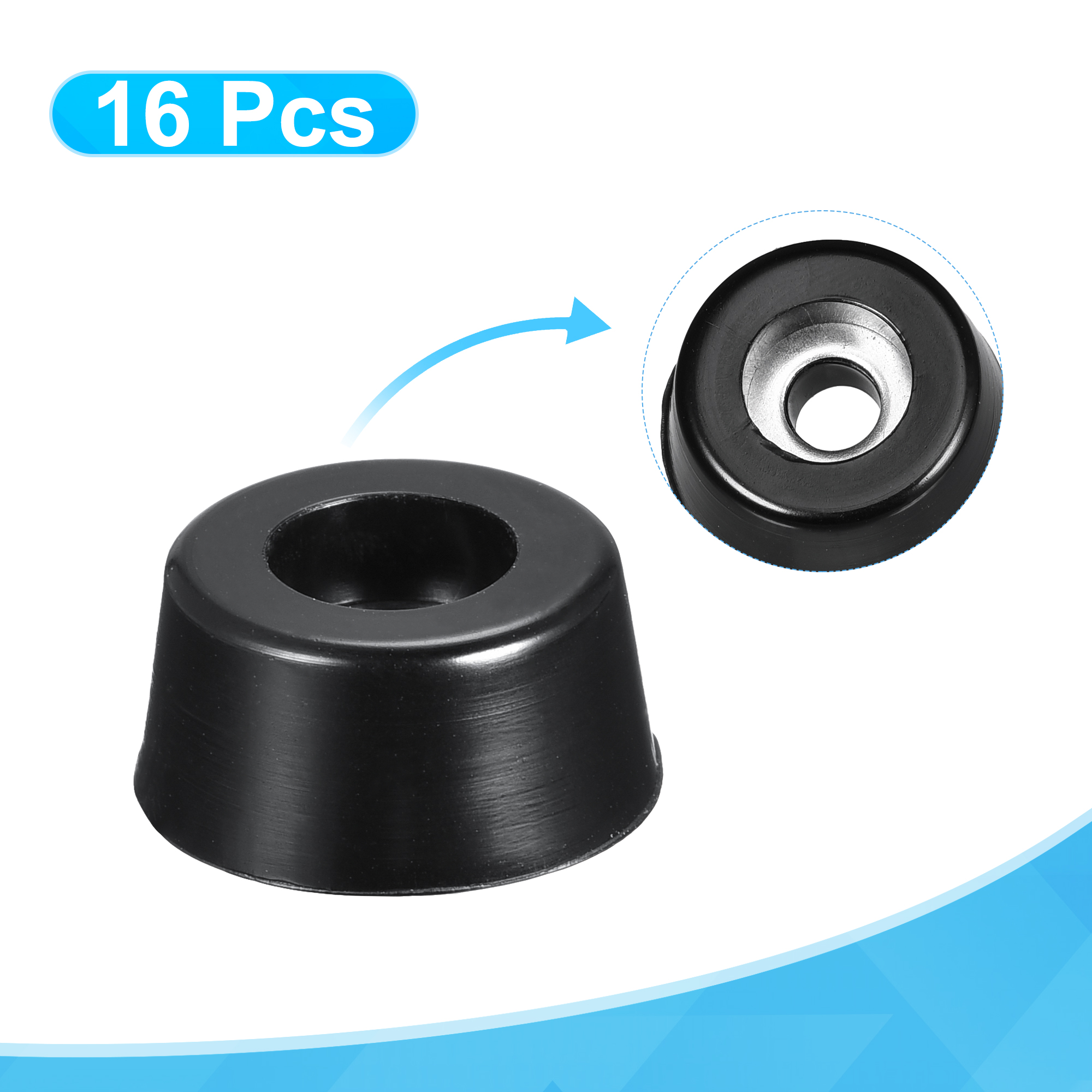 Uxcell 0.71" W x  0.31" H Rubber Bumper Feet, Stainless Steel Screws and Washer 16 Pack - image 4 of 5