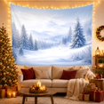 thumbnail image 3 of Misty Fir Valley Among Pale Mountain Ridges, Calming Illustration for Nature Lovers, Snowy Landscape Decor, Christmas Gift, Tapestry Wall Hanging for Bedroom and Living Room, 3 of 7
