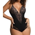 thumbnail image 1 of Body de encaje moldeador con control de abdomen para mujeres, con escote en V, espalda baja y sin mangas, talla 3XL., 1 of 5
