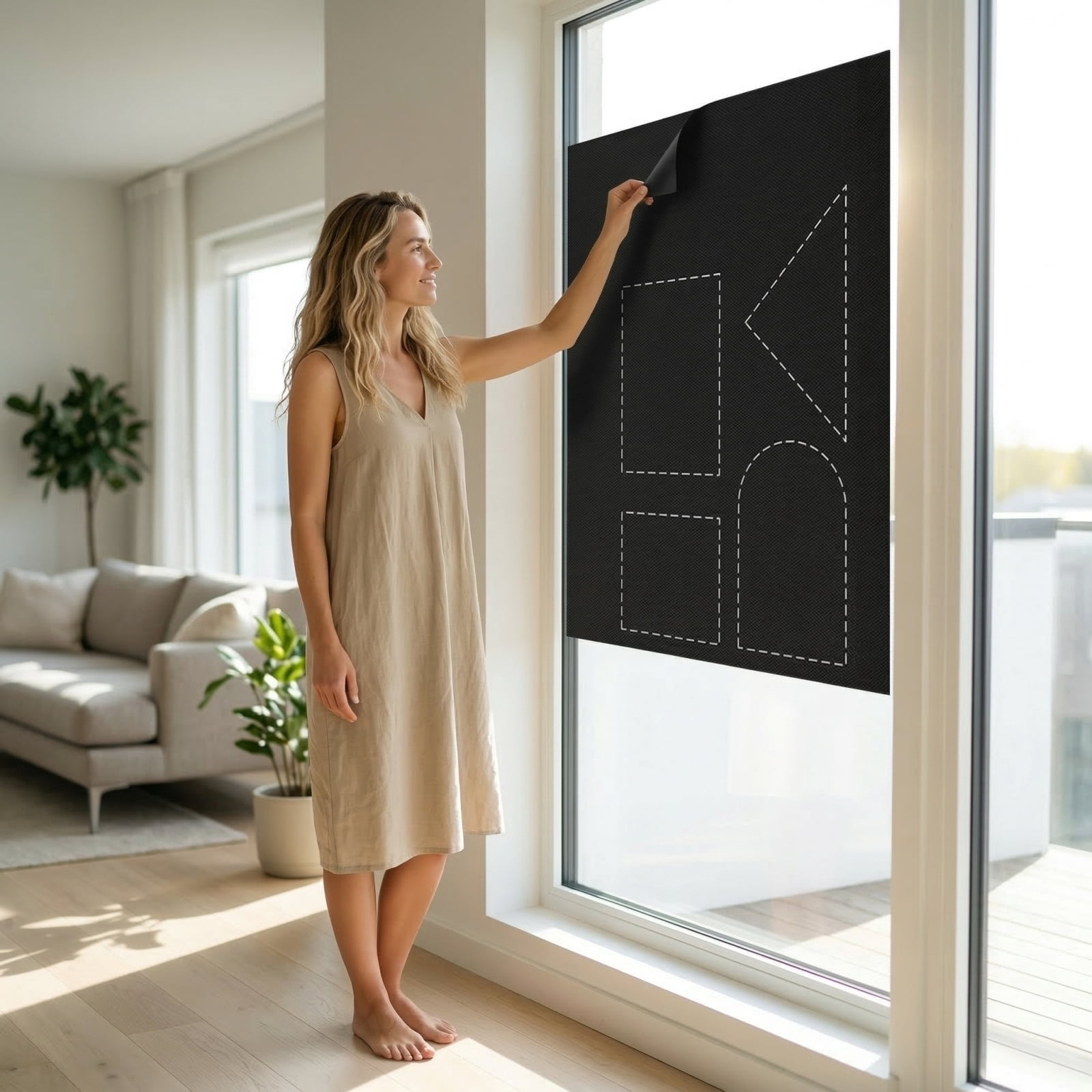 Magnetic Blackout Window Cover Portable No Drill Trimmable Black Out Blind for RV and Home Use 118X57 Inch