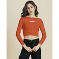 thumbnail image 2 of Moomaya 2 Pc Solid Bust Crop Top For Women, Long Sleeves Knitted Tshirt, 2 of 9