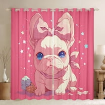 Homewish Kawaii Pug Dog Black Out Curtains for Kids, Pink Cartoon Animal Curtains Pack of 2 (42x63 Each), Cute Dalmatian Lover Bedroom Curtains, Blackout Curtains Home Decor