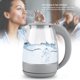 thumbnail image 4 of Calentador de agua rápido y hervidor eléctrico transparente de vidrio de borosilicato de 1,5 l de alta eficiencia, 4 of 8