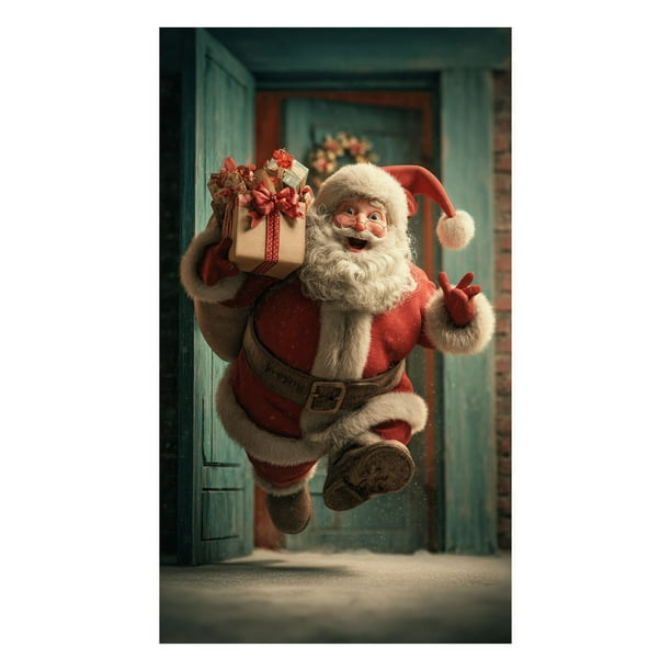 Tapiz decorativo para la puerta de Papá Noel, cortina para la puerta para fiestas, tapiz para la puerta, cubierta para la puerta, fiesta.