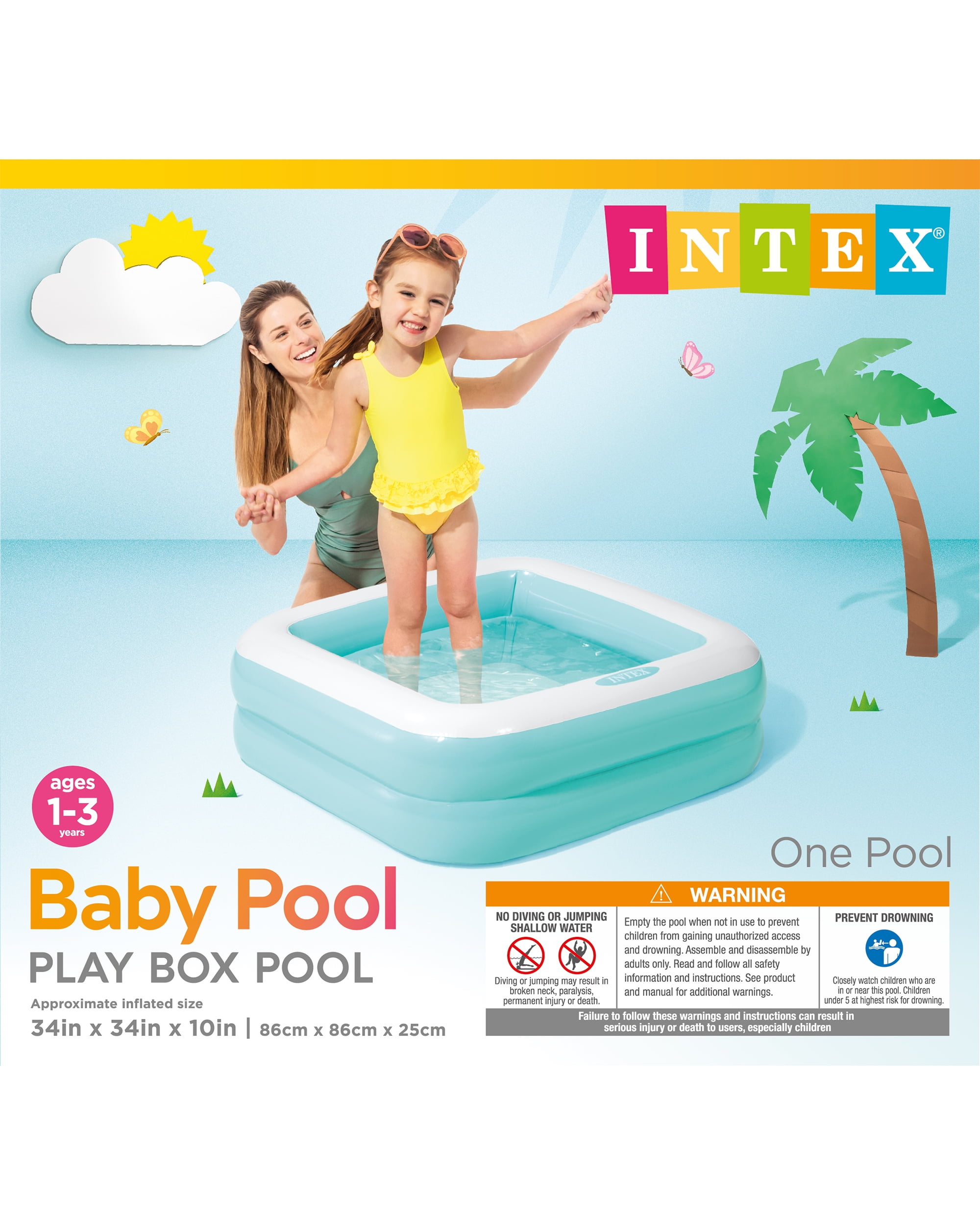 Intex Play Box Inflatable Kiddie Pool, 34" x 34" x 10"