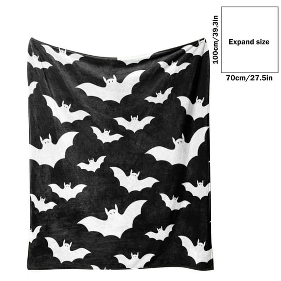 Wovilon HalloweenBat Small Cover Soft Blanket Printed Flannel Blanket Conditioning Blanket