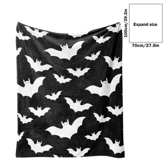 Birdeem Hallowenbat Small Cover Soft Blanket Printed Flannel Blanket Conditioning Blanket
