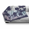 thumbnail image 3 of Nature Soft Flannel Fleece Throw Blanket, Miami South American Plant Forest Tropic Natural Palm Trees Work of Art Print, Cozy Plush for Indoor and Outdoor Use, 50" x 70", Blue and White, by Ambesonne, 3 of 6