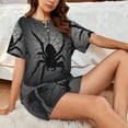 thumbnail image 4 of Pofeuu Black Spiders Print Women's Pajama Set Short/Shorts Soft Button PJs Elastic Drawstring Waist Sleepwear-4X-Large, 4 of 6