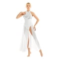 thumbnail image 2 of ZDHoor Women's Halter Sequin Dance Dress Leotard Lyrical Modern Ballet Dress Performance Dance Costumes White Large, 2 of 7
