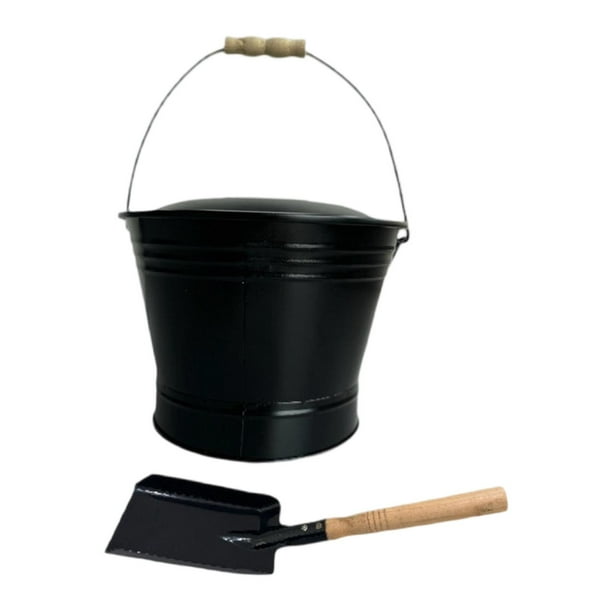 Cubo de cenizas para chimenea,Cubo de ceniza con tapa y pala práctico,Cubo para cenizas de chimenea,resistente y duradero,Cubos de carbón Accesorios Parrilla versátil,Herramientas para