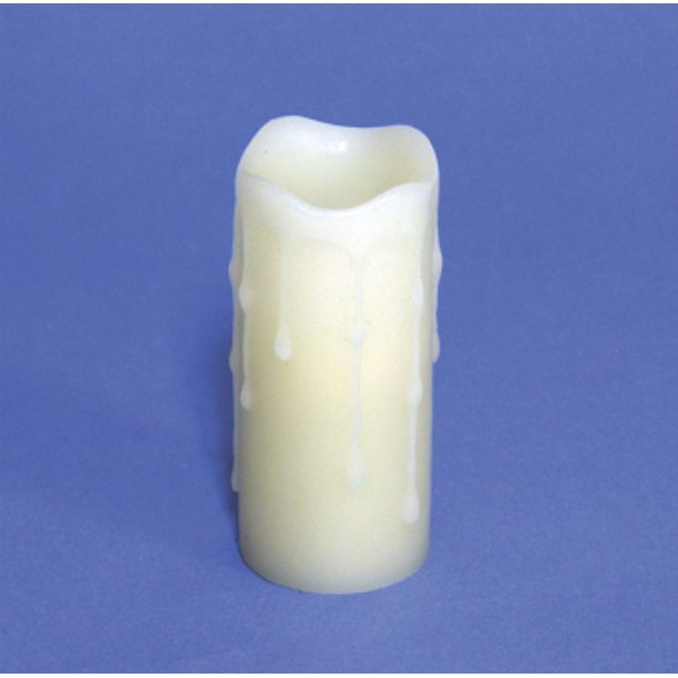 6 Battery Operated Ivory Flameless Wax Drip LED Pillar Candles with