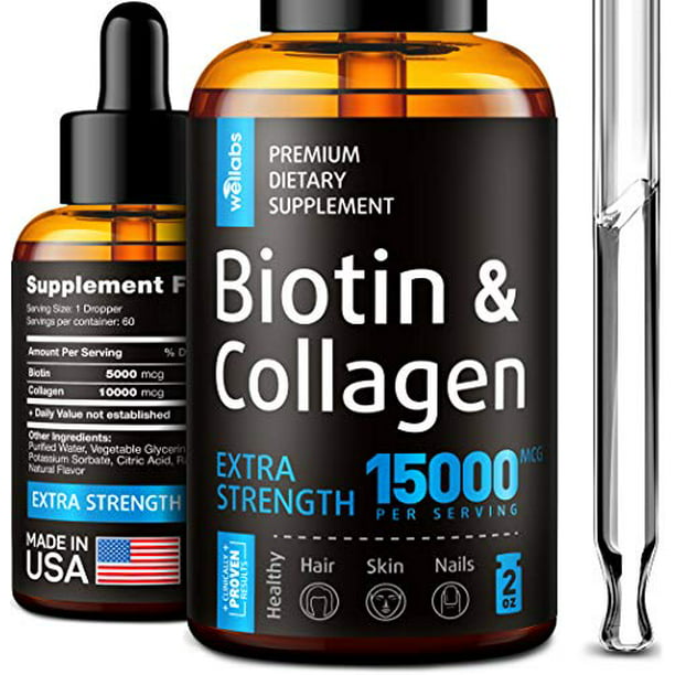 Premium Biotin & Collagen Hair Growth Drops - Potent US Made Hair Growth  Product - Healthy Skin & Nails - Liquid Biotin & Collagen Supplement for  Best Absorption - Perfect Hair Growth
